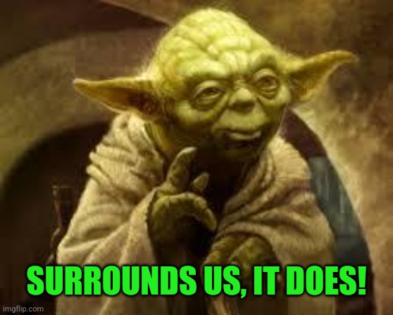 yoda | SURROUNDS US, IT DOES! | image tagged in yoda | made w/ Imgflip meme maker