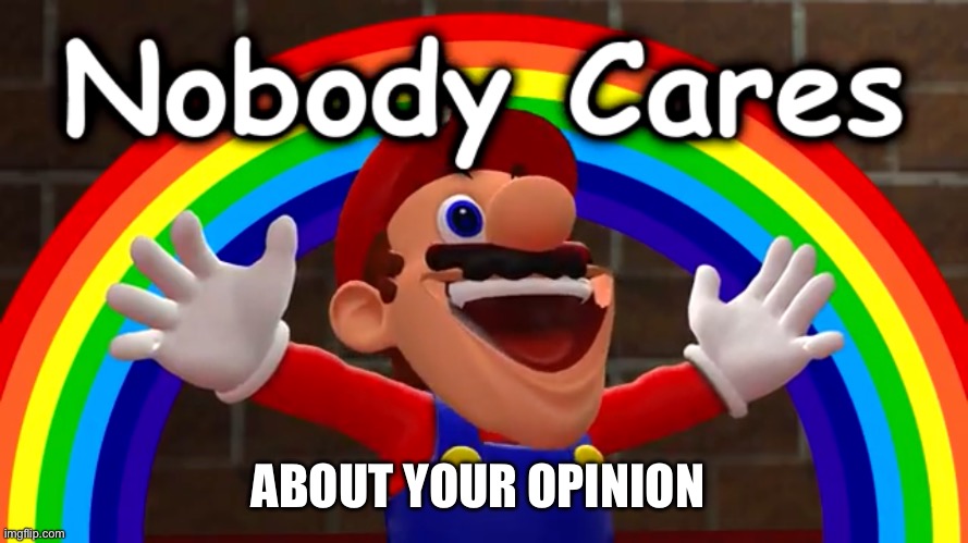 Nobody Cares | ABOUT YOUR OPINION | image tagged in nobody cares | made w/ Imgflip meme maker