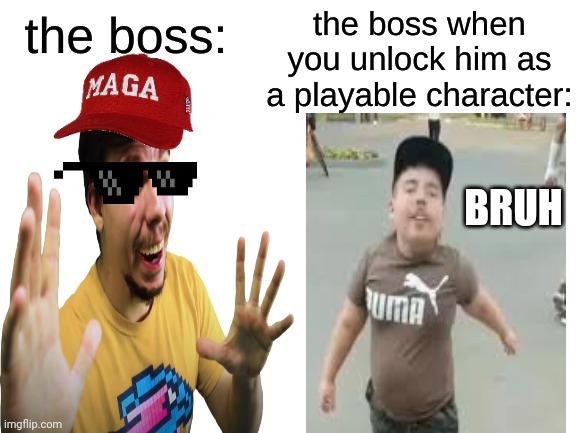 Mr beast vs Mr least (boss fight vs playable character) | BRUH | image tagged in the boss v s when you unlock him | made w/ Imgflip meme maker