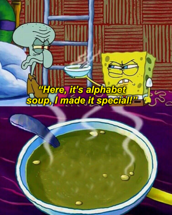 SpongeBob special alphabet soup Blank Meme Template