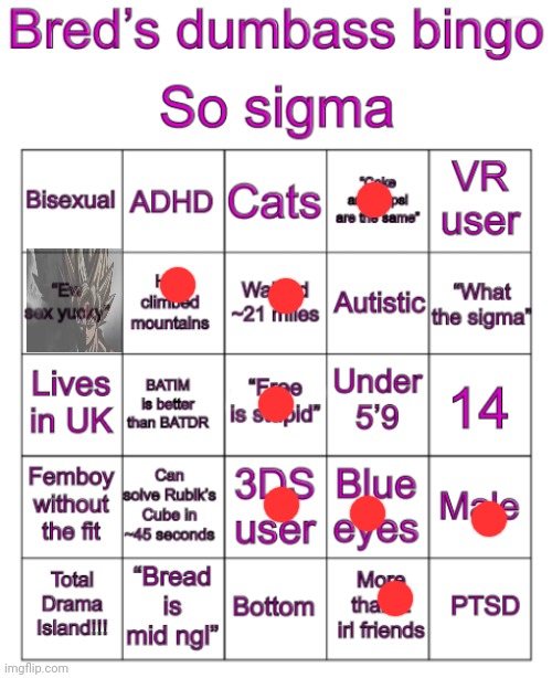 Bred’s stupid bingo | image tagged in kys | made w/ Imgflip meme maker