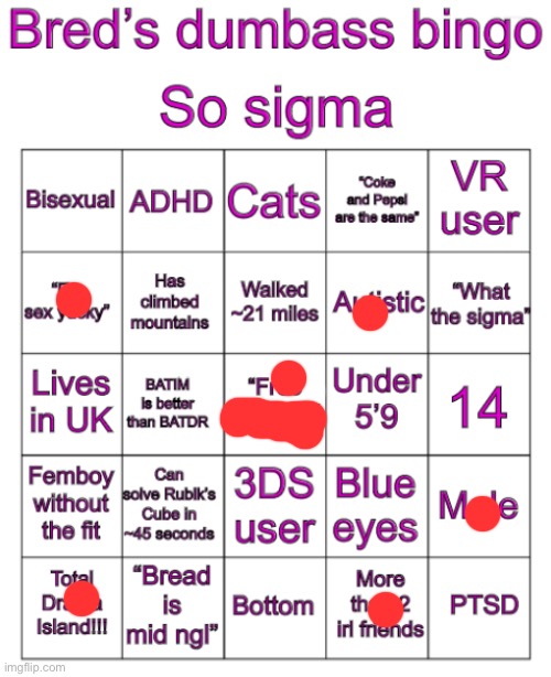 Bred’s stupid bingo | image tagged in bred s stupid bingo | made w/ Imgflip meme maker