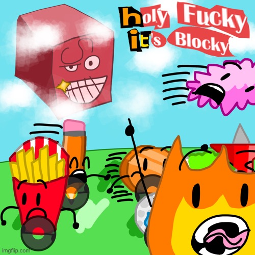 run | image tagged in holy fucky its blocky | made w/ Imgflip meme maker