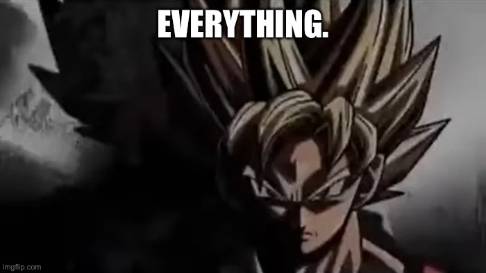 Goku Staring | EVERYTHING. | image tagged in goku staring | made w/ Imgflip meme maker