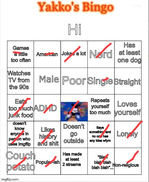 Bingo again | image tagged in theyakkomemer bingo 2 5 | made w/ Imgflip meme maker