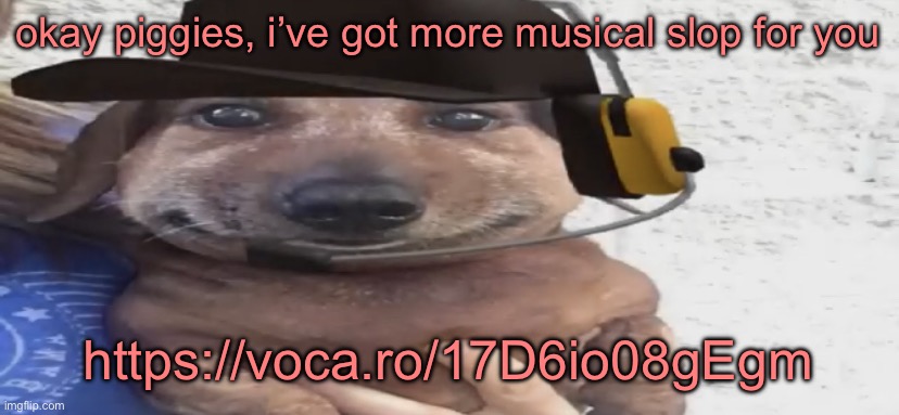 chucklenuts | okay piggies, i’ve got more musical slop for you; https://voca.ro/17D6io08gEgm | image tagged in chucklenuts | made w/ Imgflip meme maker
