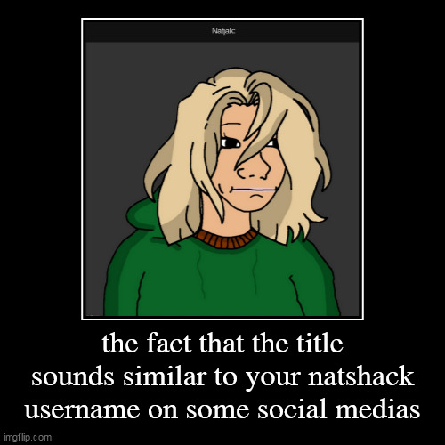 the fact that the title sounds similar to your natshack username on some social medias | | image tagged in funny,demotivationals | made w/ Imgflip demotivational maker
