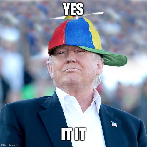 Because Trump in a Propeller Hat | YES IT IT | image tagged in because trump in a propeller hat | made w/ Imgflip meme maker