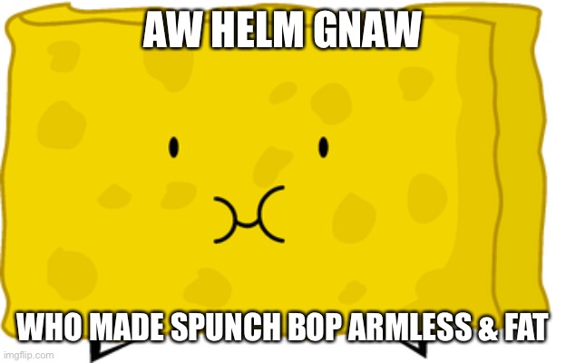 AW HELM GNAW; WHO MADE SPUNCH BOP ARMLESS & FAT | image tagged in memes,funny,spunch bop | made w/ Imgflip meme maker