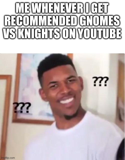 Nick Young | ME WHENEVER I GET RECOMMENDED GNOMES VS KNIGHTS ON YOUTUBE | image tagged in nick young | made w/ Imgflip meme maker