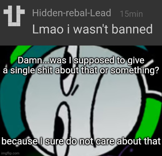 Seriously dude...nobody cares... | Damn...was I supposed to give a single shit about that or something? because I sure do not care about that | image tagged in lateral's honest reaction | made w/ Imgflip meme maker