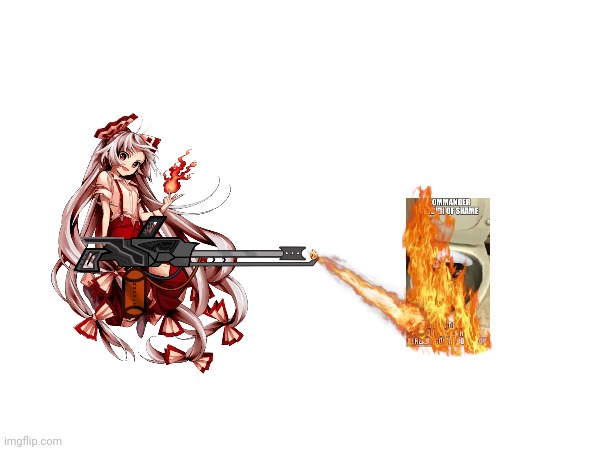 Mokou burns the crappy Shame card | made w/ Imgflip meme maker