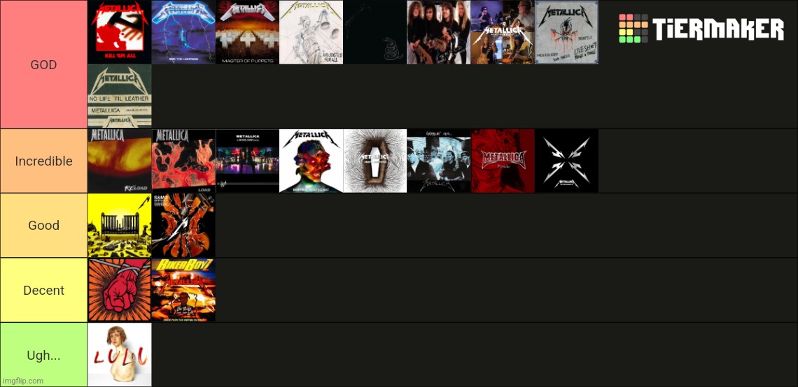 My Metallica tier list | made w/ Imgflip meme maker