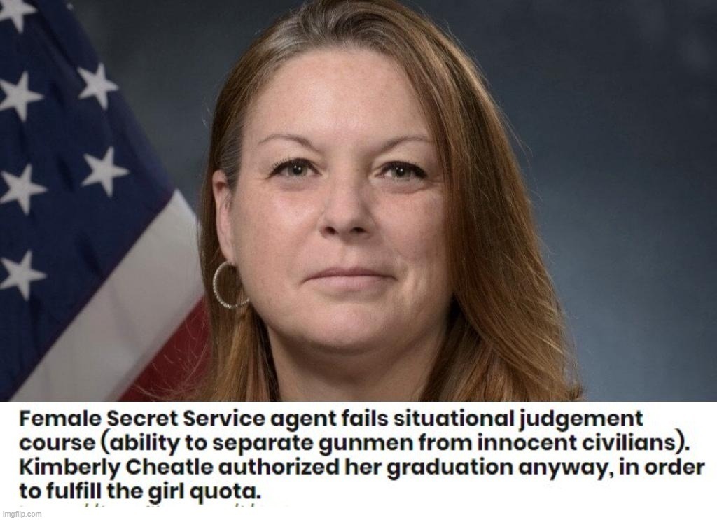 Female Secret Service Agent Fails Situational Awareness Course | image tagged in dei hire,die,secret service,epic fail,cheaters,cheating | made w/ Imgflip meme maker