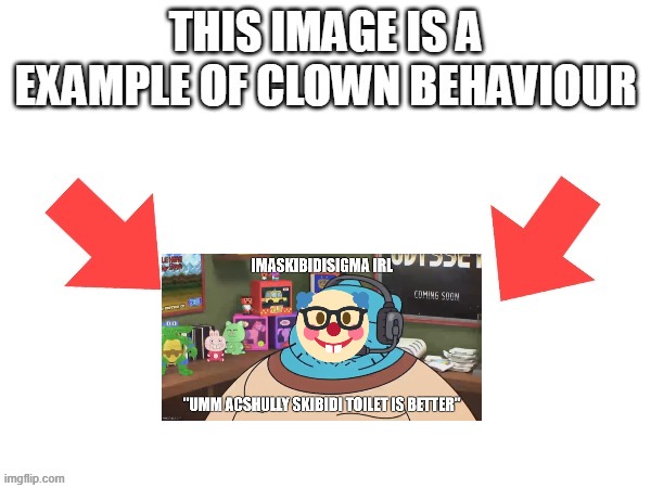 image tagged in this image is a example of clown behaviour | made w/ Imgflip meme maker