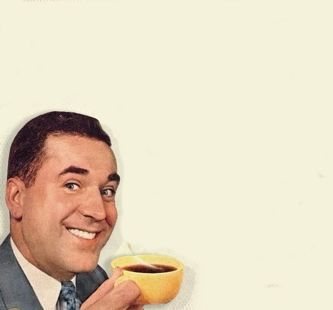 man with coffee cup poster Blank Meme Template