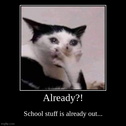I swear on the last day of school I saw these like WTAF | Already?! | School stuff is already out... | image tagged in funny,demotivationals | made w/ Imgflip demotivational maker