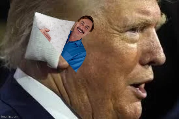 MyBandage Guy | image tagged in trump,ear,mypillow | made w/ Imgflip meme maker