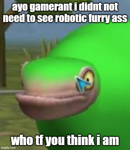 guh | ayo gamerant i didnt not need to see robotic furry ass; who tf you think i am | image tagged in concerned spore creature | made w/ Imgflip meme maker