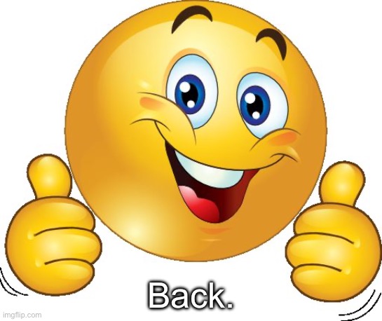 Thumbs up emoji | Back. | image tagged in thumbs up emoji | made w/ Imgflip meme maker