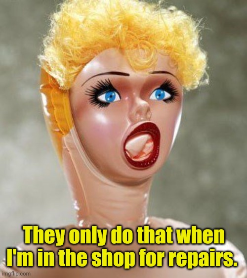 Blow up Doll | They only do that when I'm in the shop for repairs. | image tagged in blow up doll | made w/ Imgflip meme maker