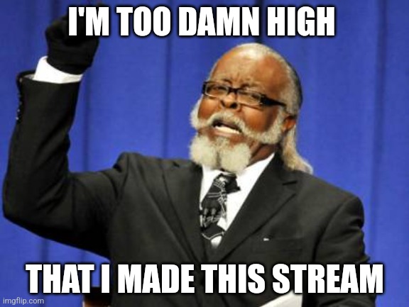 Too Damn High Meme | I'M TOO DAMN HIGH; THAT I MADE THIS STREAM | image tagged in memes,too damn high | made w/ Imgflip meme maker