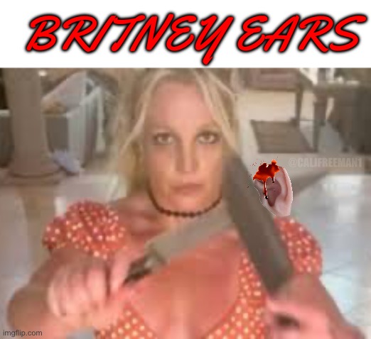 BRITNEY EARS; @CALJFREEMAN1 | image tagged in britney spears,leave britney alone,maga,britney,republicans,donald trump | made w/ Imgflip meme maker