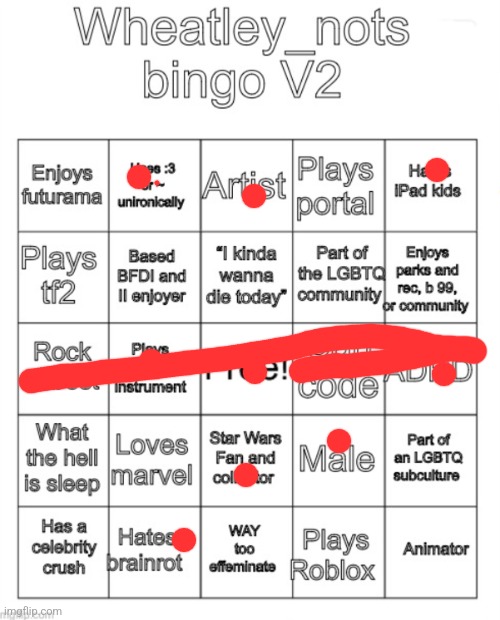 I got a bingo | image tagged in wheatley_nots bingo v2 | made w/ Imgflip meme maker