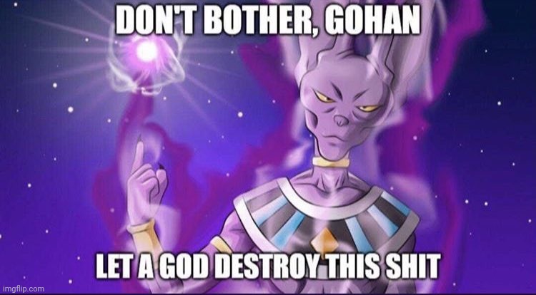 Don't bother gohan. Let a god destroy this shit | image tagged in don't bother gohan let a god destroy this shit | made w/ Imgflip meme maker