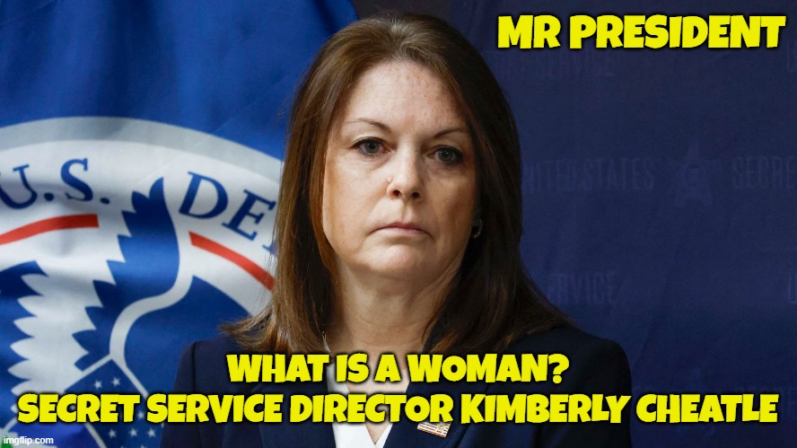 MR PRESIDENT WHAT IS A WOMAN?
SECRET SERVICE DIRECTOR KIMBERLY CHEATLE | made w/ Imgflip meme maker