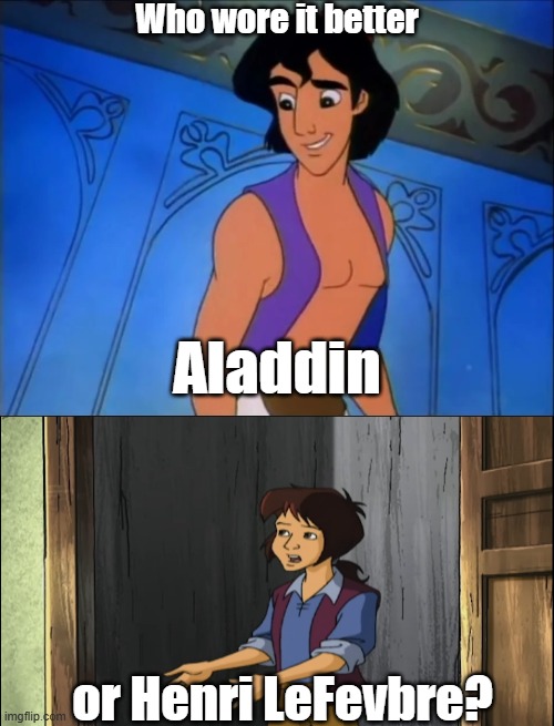 Who Wore It Better Wednesday #219 - Purple vests | Who wore it better; Aladdin; or Henri LeFevbre? | image tagged in memes,who wore it better,aladdin,liberty's kids,disney,pbs kids | made w/ Imgflip meme maker