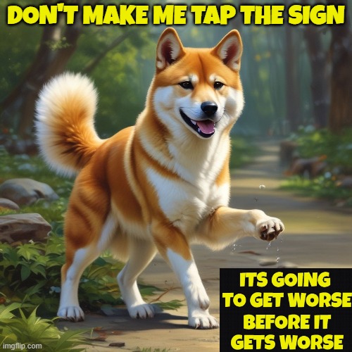 DogePadre says | DON'T MAKE ME TAP THE SIGN | image tagged in tds,trump derangement syndrome,dementia,maga,make america great again,meme | made w/ Imgflip meme maker