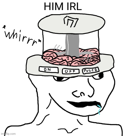 brainlet blender | HIM IRL | image tagged in brainlet food processor | made w/ Imgflip meme maker