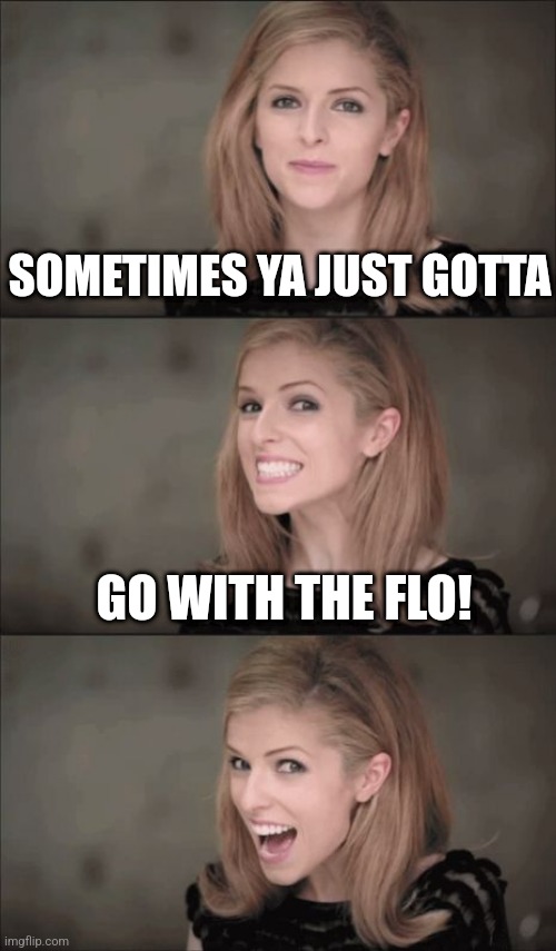 Bad Pun Anna Kendrick Meme | SOMETIMES YA JUST GOTTA GO WITH THE FLO! | image tagged in memes,bad pun anna kendrick | made w/ Imgflip meme maker