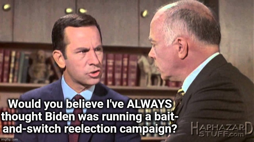 Would you believe | Would you believe I've ALWAYS
thought Biden was running a bait-
and-switch reelection campaign? | image tagged in would you believe | made w/ Imgflip meme maker