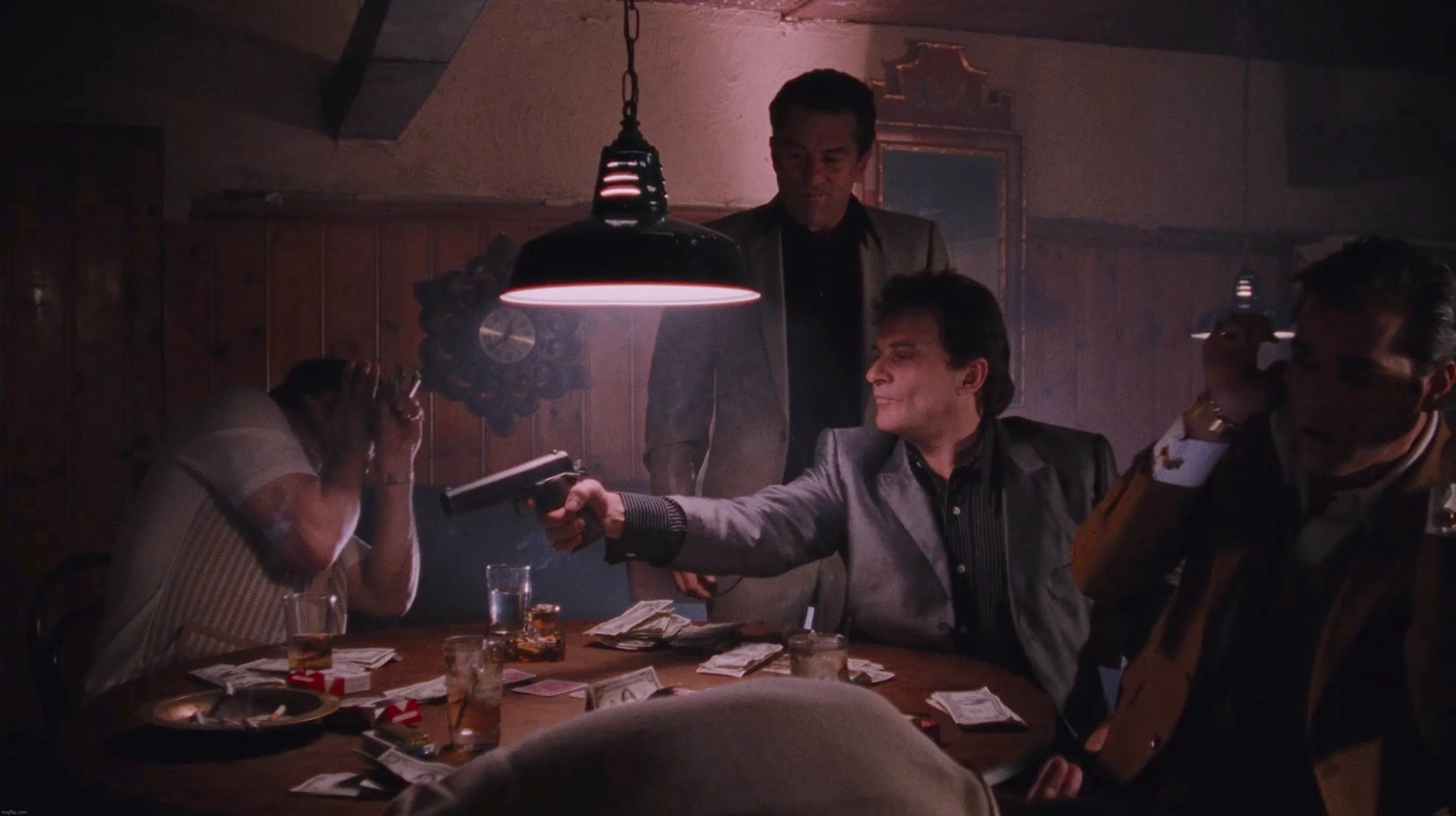 Tommy shoots spider | image tagged in goodfellas,tommy shoots spider,tommy,joe pesci | made w/ Imgflip meme maker