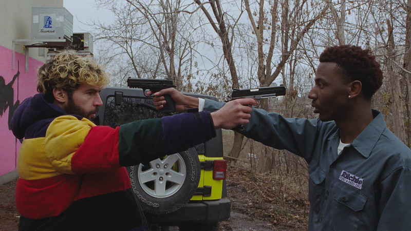 High Quality Two guys pointing a gun at each other Blank Meme Template