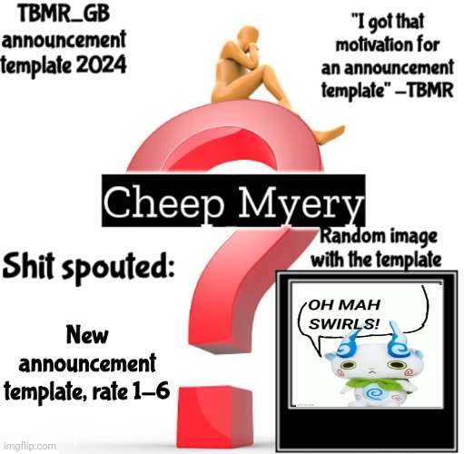 Yuh | New announcement template, rate 1-6 | image tagged in tbmr new announcement template 2024 | made w/ Imgflip meme maker