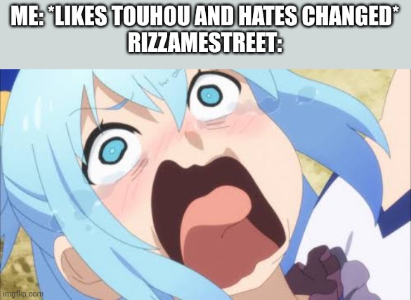 Aqua crying/screaming | ME: *LIKES TOUHOU AND HATES CHANGED*
RIZZAMESTREET: | image tagged in aqua crying/screaming | made w/ Imgflip meme maker