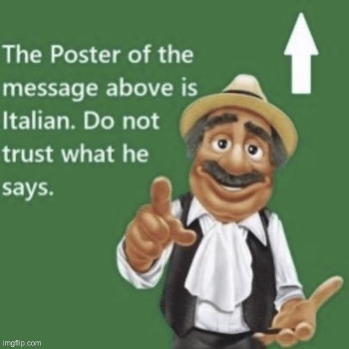 the post above me is italian | image tagged in the post above me is italian | made w/ Imgflip meme maker