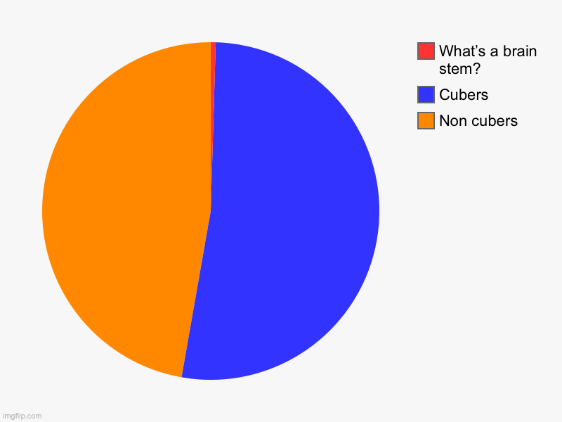 Cubers | Non cubers, Cubers, What’s a brain stem? | image tagged in charts,pie charts | made w/ Imgflip chart maker