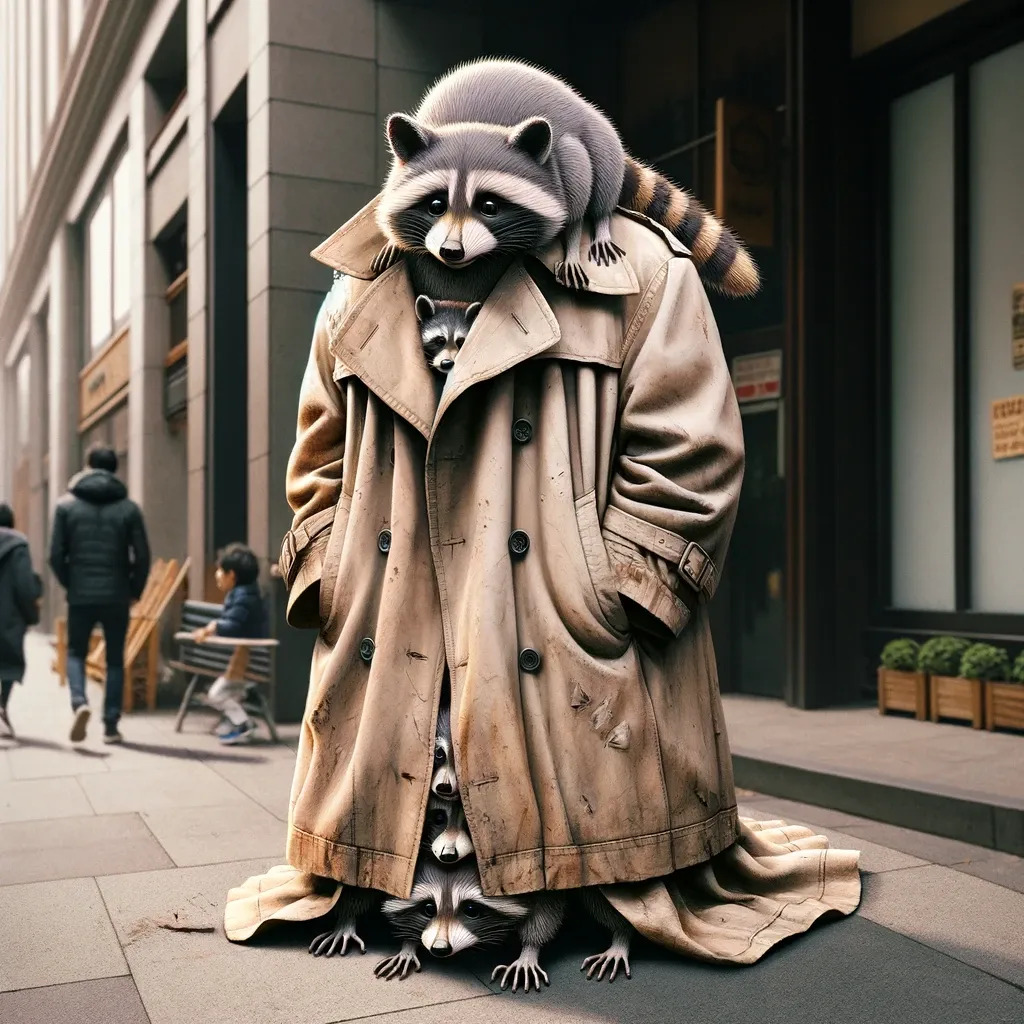 3 Raccoons in a Trenchcoat Blank Meme Template