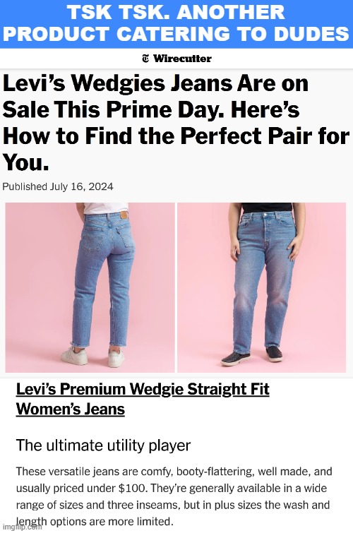 Clicked a New York Times link | TSK TSK. ANOTHER PRODUCT CATERING TO DUDES | image tagged in funny | made w/ Imgflip meme maker