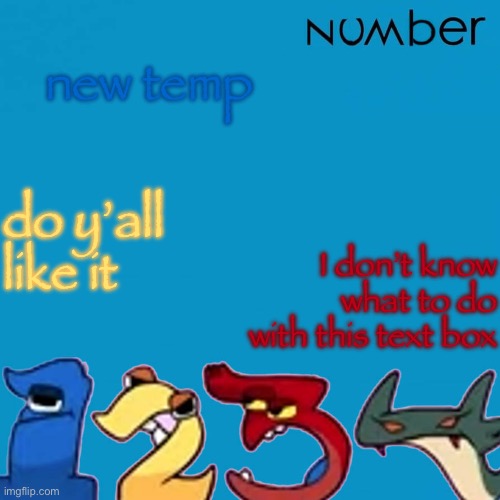 number | new temp; do y’all like it; I don’t know what to do with this text box | image tagged in number | made w/ Imgflip meme maker