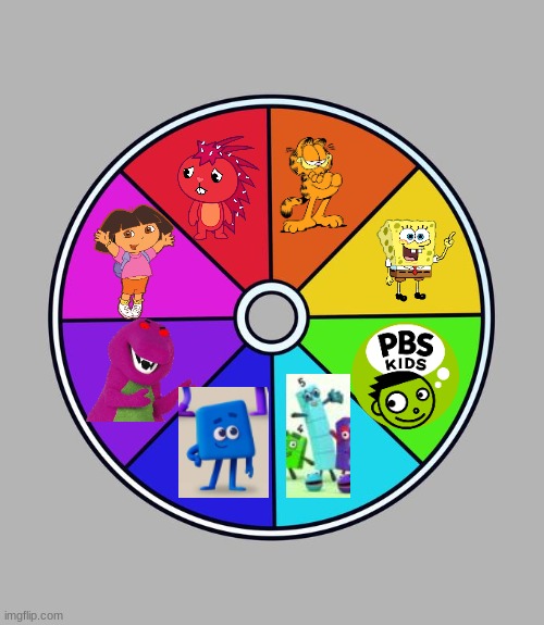Color wheel challenge | image tagged in color wheel challenge,dora,htf,sponegbob,numberblocks,barney | made w/ Imgflip meme maker