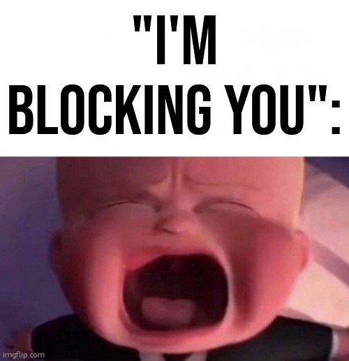 "I'M BLOCKING YOU": | image tagged in boss baby | made w/ Imgflip meme maker