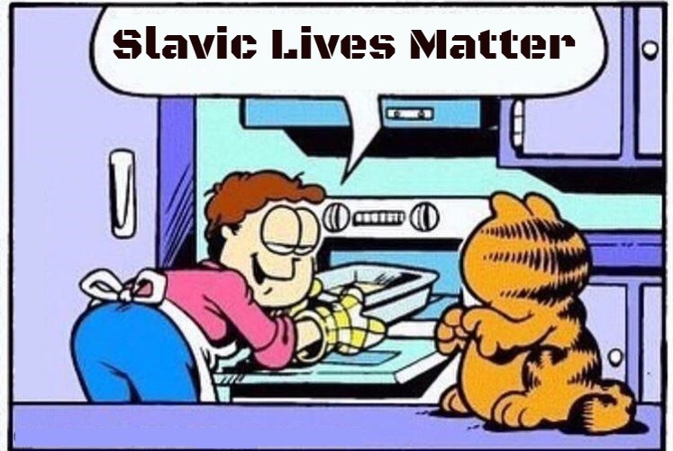 Garfield why do they call it oven | Slavic Lives Matter | image tagged in garfield why do they call it oven,slavic | made w/ Imgflip meme maker