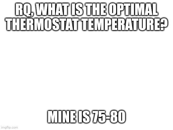 RQ, WHAT IS THE OPTIMAL THERMOSTAT TEMPERATURE? MINE IS 75-80 | made w/ Imgflip meme maker