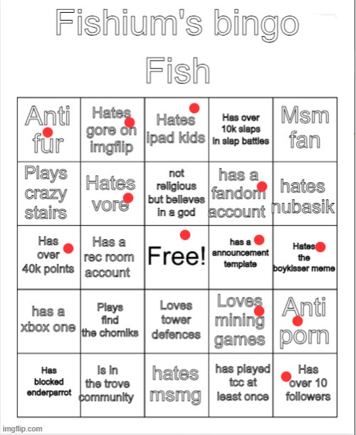 got a bingo :P | image tagged in fishium's bingo,currently listening to that's life | made w/ Imgflip meme maker