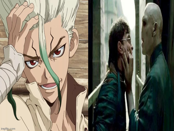 dr stone and harry potter | image tagged in dr who,harry potter,anime,hot memes,mashup,animeme | made w/ Imgflip meme maker